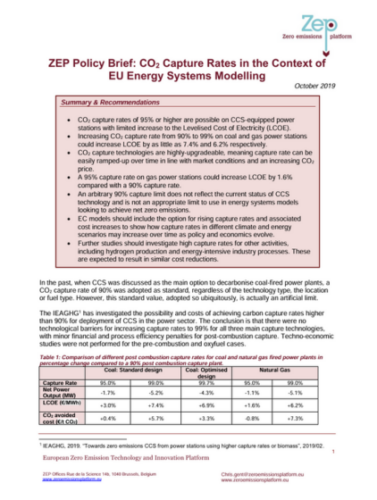 CO₂ Capture Rates in the Context of EU Energy Systems Modelling