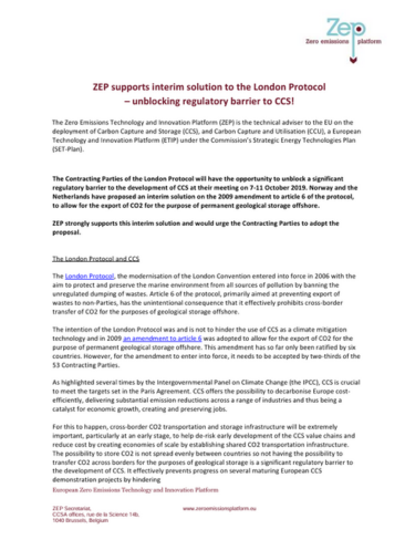 ZEP London Protocol Position Paper