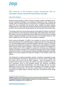 ZEP response to the Inception Impact Assessment (IIA) on ‘Hydrogen and gas market decarbonisation package’