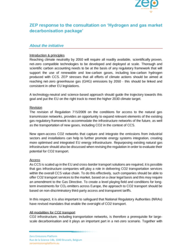Recommendations for the hydrogen and gas market decarbonisation package