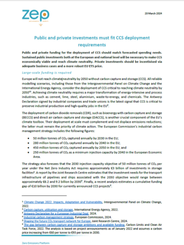 Cover of the positon paper on public and private investments