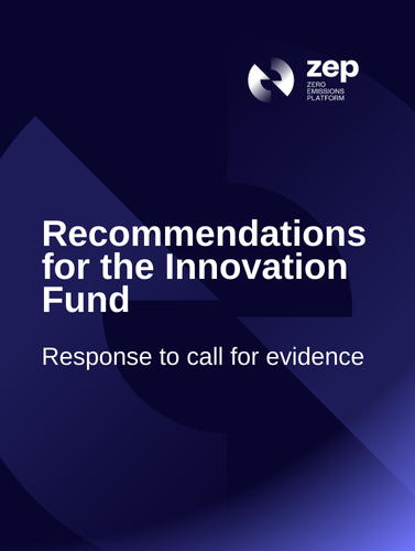 ZEP recommendations for the Innovation Fund