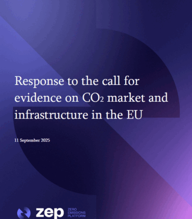 Cover of the consultation response on CO2 market and infrastructure.