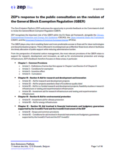 Recommendations for the General Block Exemption Regulation (GBER)
